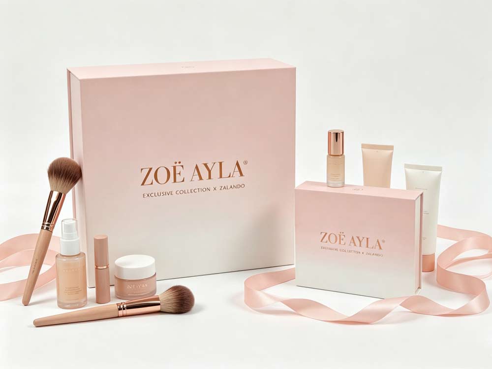 Pink gradient magnetic gift box with gold foil stamping for luxury perfume packaging